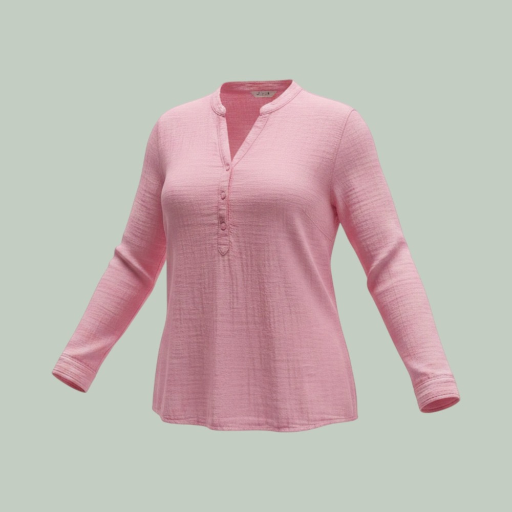 Riders by Lee Gauze Henley Tunic XXL Pink Cotton Costal Grandma Boho‎ Roll Tab